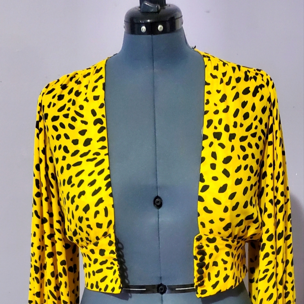 Yellow Cheetah Print Crop Top